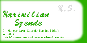 maximilian szende business card